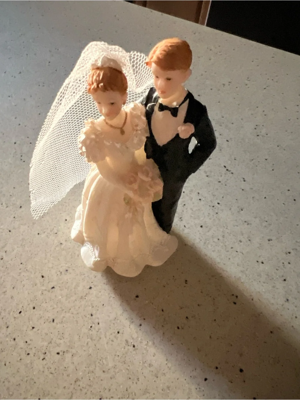 Classic Bride and Groom Wedding Cake Topper - White & Black